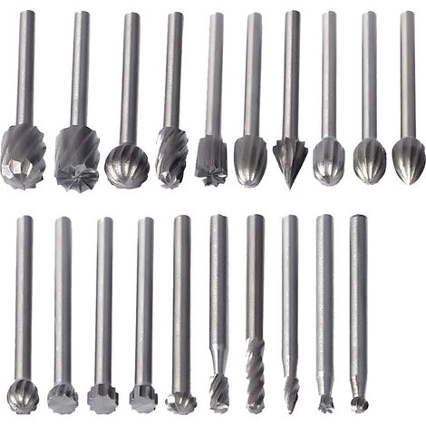 20 Pcs Fraises Rotatives HSS Burrs Rotatives Embouts de Fraisage Outil Routage de Bois Accessoires Outil Rotatif