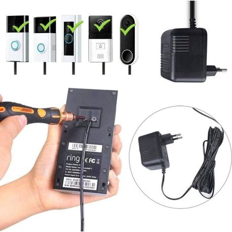 Transformateur de sonnette 5m câble d'alimentation pour sonnette vidéo, Adaptateur pour Video Doorbell 13V (1/4)