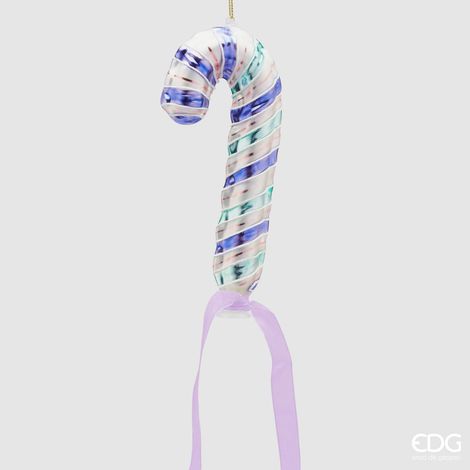 EDG Enzo De Gasperi Decorazione Natale Palloncino Candy Bastoncino Vetro H 18 Cm Lavander