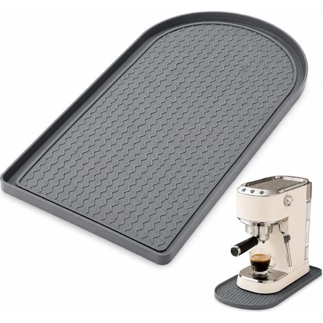 Tapis en silicone pour machine à café - 40 x 20 cm - Motif demi-lune - Noir - Antidérapant - Résistant à la chaleur - Imperméable - Pour coin café, plan de travail et appareils de cuisine (1/5)