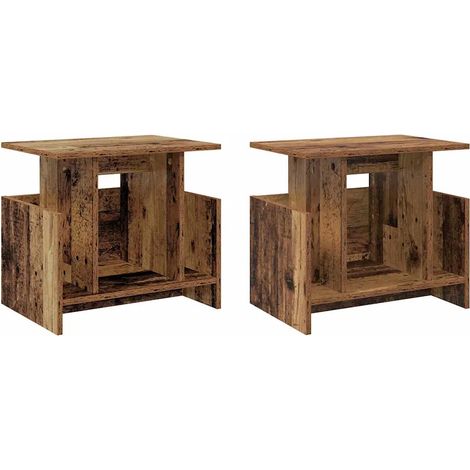 Lot de 2 meubles TV modernes avec rangement 50 x 35 x 45 cm style contemporain en bois ancien (1/5)