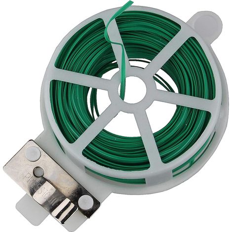GP02205 Fil de ligature pour jardin, lot de 2 bobines vertes de 60 m avec coupe-fil Fil plat pour fleurs, rouleau de fil, fil de ligature pour plantes de jardin