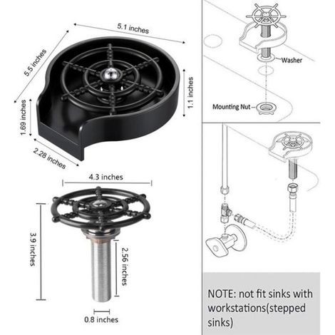 Rinceur de verre robinet - Nettoyage rapide par pression Matériaux ABS et cuivre galvanisé - Cuisine et bar (1/5)