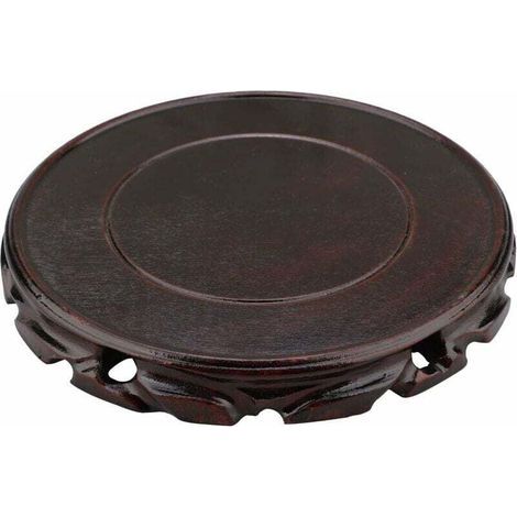 Vase rond vintage en bois de palissandre - 20 cm - Support de style oriental - Support pour lampe de table et théière - Base stable pour décoration de la maison - Marron (1/3)