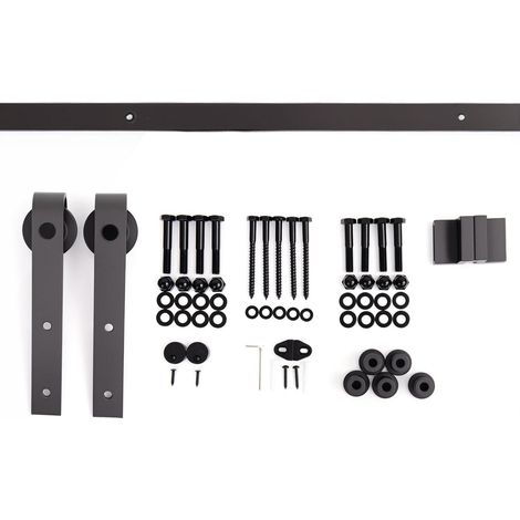 Kit de quincaillerie pour porte coulissante en bois HOMCOM 200 cm, rail de guidage avec vis, charge maximale 90 kg, acier au carbone, marron