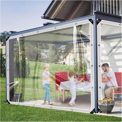Transparente BCBIG PVC Plane mit Ösen 420 g/m² 2x1m für Pavillon, Balkon, Garten (1/5)