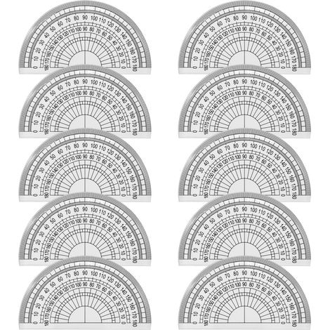 Protractor - 10 Pièces - 10 cm - Échelle Double Gauche Droite - Précision 1° - Pour Étudiants Enseignants Et Bureau (1/5)