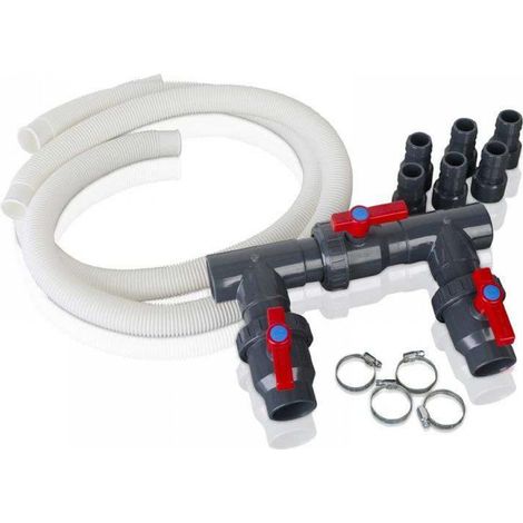 kit bypass gre 3 valvole di apertura/chiusura + 2 tubi flex + 6 adattatori + 4 fascette per piscina