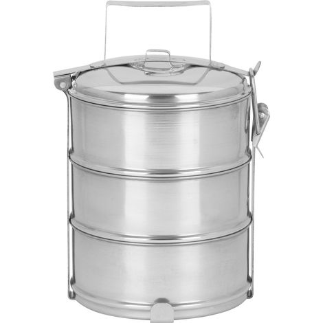 Boîte a lunch MagicHome SS682, acier inoxydable, 3x 1200 ml, 16,8x26,5 cm