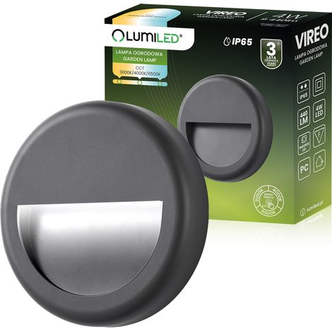 Lámpara de jardín exterior para escaleras, fachada o pared, CCT 3000-6500K, LED 4W, IP65, VIREO LUMILED (1/5)