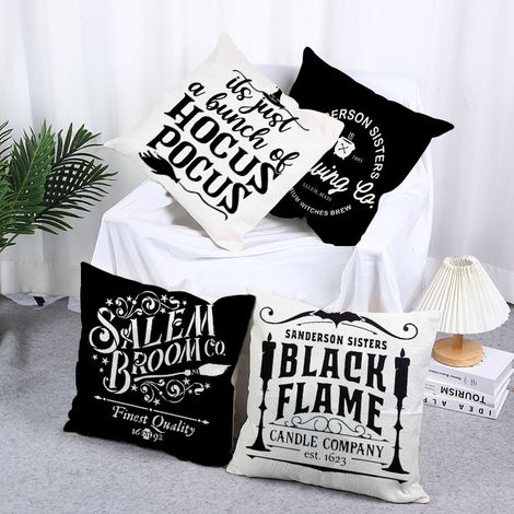 4 Sets Halloween-Buchstaben, Halloween-Leinendruck, Dekoration für Schlafzimmer, Wohnzimmer, Zuhause, Kissen, Kissenbezüge (45x45 cm)