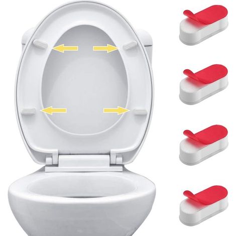 Kit de butées adhésives pour siège de toilette - Butées de bidet - Amortissement et stabilisation - Pour toilettes - ABS+TPE résistant - Forme ovale universelle - Blanc - 4 pièces (1/5)