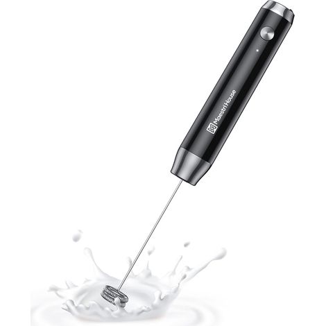 Mousseur à lait rechargeable, modèle portable, étanche IPX6 Mousseur électrique avec fouet amovible en acier inoxydable, sans socle, mousseur pour boissons (latte, cappuccino) (1/5)
