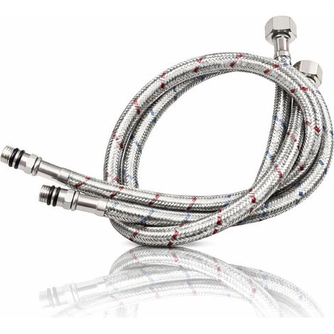 Raccord Tuyau de raccordement G3/8 x M10 pour Robinet Mitigeur, Tuyau Flexible Raccordement en Acier Inoxydable pour Évier Cuisine et Salle de Bain, Rallonge de Tuyau Robinet Standard (1/5)