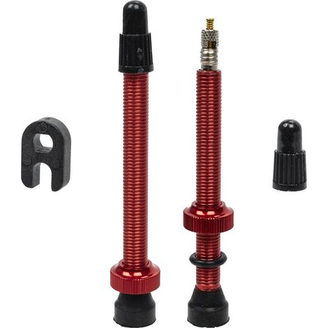 Presta-Ventile für Tubeless-Systeme, 60 mm, rot – 2 Stück, Schlüssel (1/5)
