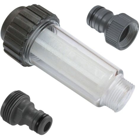 Filtre à eau avec raccords enfichables pour aspirateur haute pression, pompe de jardin, arrosage de jardin, connexion camping-car 3/4 pouce compatible avec Kärcher 4.730-059.0 (1/5)