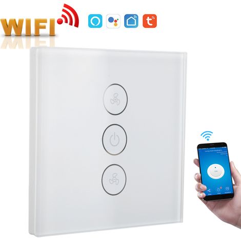 Variateur de ventilateur intelligent WiFi avec minuterie sans fil et commande vocale via application pour Tuya 110-240 V 50/60 Hz (blanc) (1/5)