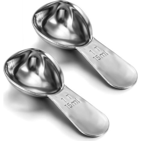 2 cucchiaini da caffè, misurino da 1 cucchiaio con manico, cucchiai dosatori in acciaio inox da 15 ml, cucchiaio dosatore per caffè in barattolo, tè sfuso, zucchero (2 x 15 ml), 4,2×9,7 cm