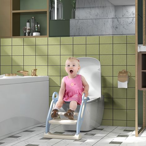 Kinder-Toilettensitzadapter mit Klappleiter, tragbarer Toilettentrainer, 67,9 x 42,8 x 51,5 cm, Blau