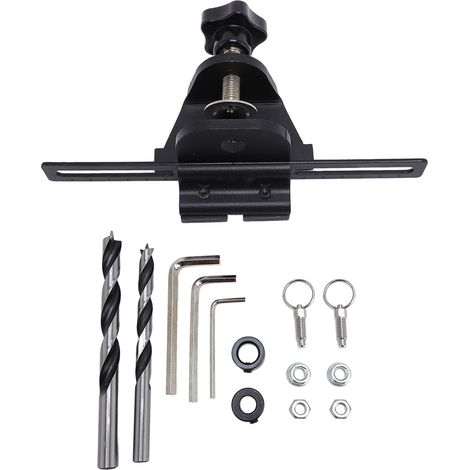 Kit gabarit chevilles 3 en 1 acier carbone – Guide perçage multifonction forets 8/10/15mm, menuiserie (1/5)