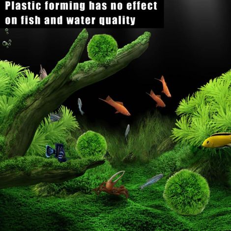 Plantes artificielles pour aquarium : boules d'algues vertes, imitation d'algues marines, décoration pour aquarium. (1/3)