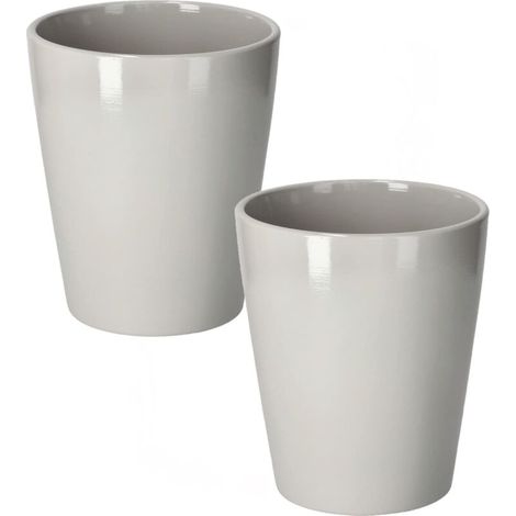 Lot de 2 pots de fleurs en céramique pour orchidées Hauteur 150 mm Diamètre 120 mm Gris (1/5)