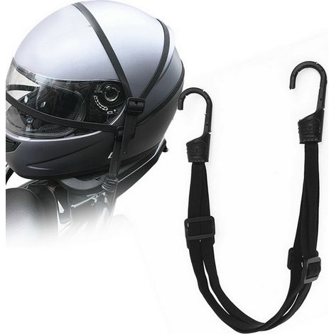 Sangle élastique stabilisatrice noire rétractable pour casque moto, 60cm/23.62in, fixation robuste pour bagages et casque. (1/4)