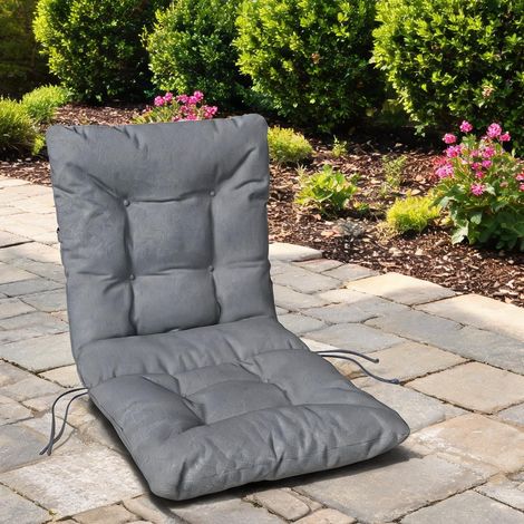 Coussin de chaise avec dossier et liens gris clair imperméable (1/5)