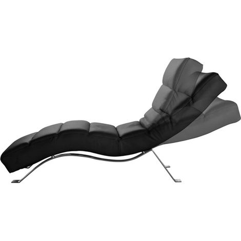 Chaise longue réglable multipositions, en cuir de luxe italien, SWEET, noir (1/5)