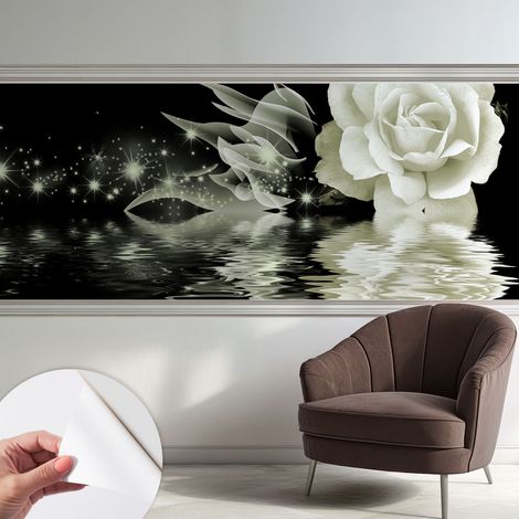 Papier peint adhésif autocollant pour salon chambre à coucher peint imprimé Installation facile Rose lumineuse 250x104 cm (1/5)
