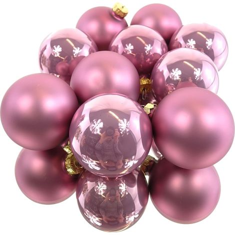 Christbaumkugeln Altpink 5 x glänzend & 5 x matt Ø 6 cm aus Glas - 10er Set