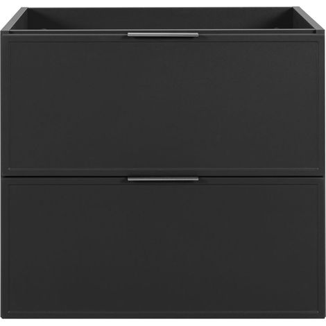 Mobile sottolavabo sospeso 60 cm, 2 cassetti, Grigio Foncé, maniglie argentate, 60 x 46 x 57 cm (1/5)