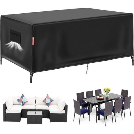 Abdeckung Gartenmöbel Winterfest 600D Oxford Schwarz 200x165x80cm (1/5)