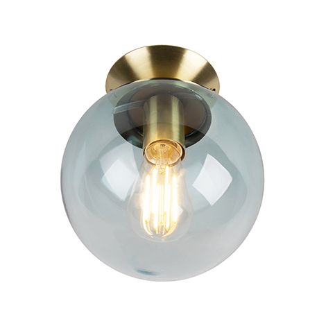 QAZQA Lampada da soffitto pallon - Art déco - Vetro,Acciaio - Blu/Oro/Ottone - Sfera Max. 1 x Watt