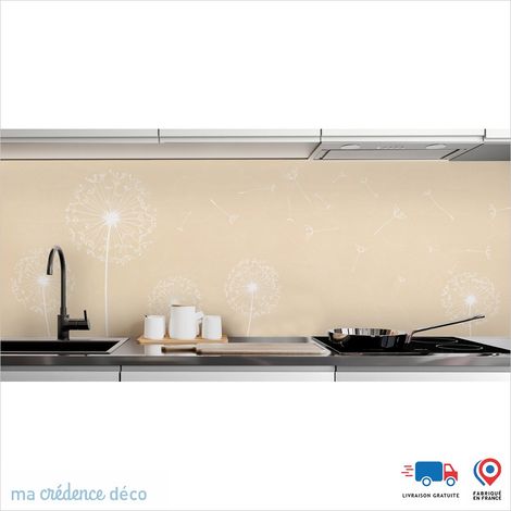 Crédence : Fleurs et pissenlits - Couleur Beige ivoire - Alu composite - 120 - 60 (1/3)