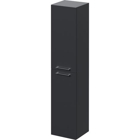 Napoli Gloss Grey 350mm x 1600mm Wall Mounted 2 Door Storage Unit - 350mm - Chrome 160mm Handle