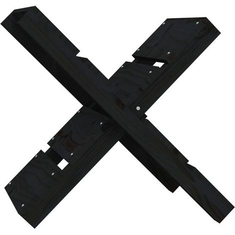 Cadre en bois de chauffage noir, dimensions 47x39,5x48 cm, bois de pin massif. (1/5)