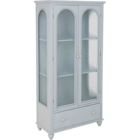 Vitrina de madera azul 80x38x160h cm (1/5)