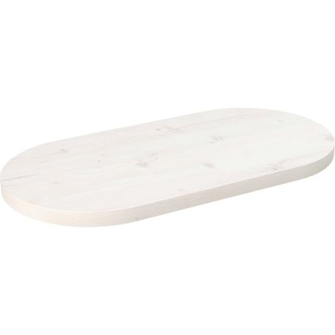 Dessus de table Plateau De Table Plan de travail blanc 70x35x2,5 cm bois de pin massif ovale BZTHBS504673 (1/5)