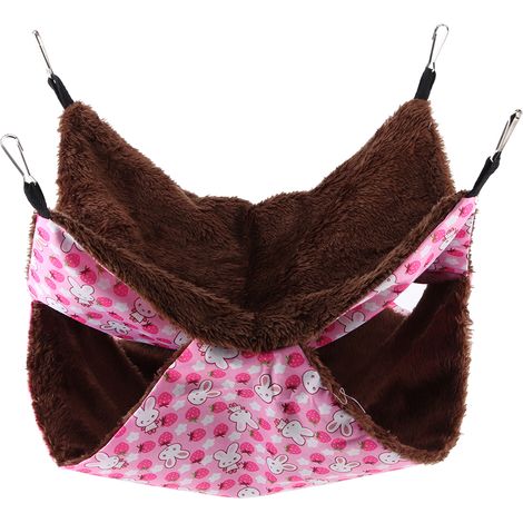 Hamac suspendu double couche chaud en forme de lapin rose, idéal pour les écureuils et autres petits animaux de compagnie. (1/5)