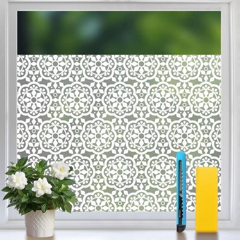 Film occultant pour fenêtre anti-regard, décoratif, intimité, anti-UV et anti-chaleur – 44,5x200 cm – Bureau, maison, salle de bain