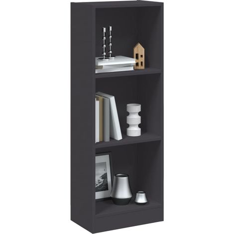 3-Tier Book Cabinet Grey 40x24x109 cm Engineered Wood vidaXL