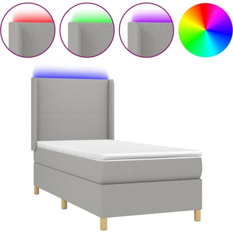 Maison Exclusive - Boxspringbett mit Matratze & LED Hellgrau 100x