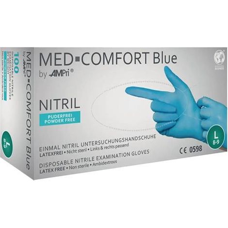 Gants à une main, confort bleu, taille M, nitrile, PSA III, 100 pièces par boîte (1/4)