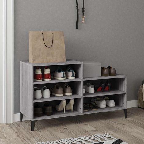 vidaXL Zapatero madera contrachapada gris Sonoma 102x36x60 cm (1/5)