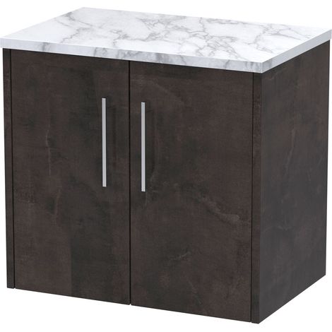 Winshill Contemporary 2 Door Wall Hung Vanity Unit with Laminate Worktop, 600mm