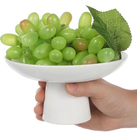 Plateaux de service à fruits sur pied en céramique, lot de 3, design moderne, bols décoratifs pour repas de famille ou goûters, 17 x 17 x 9,5 cm (1/5)
