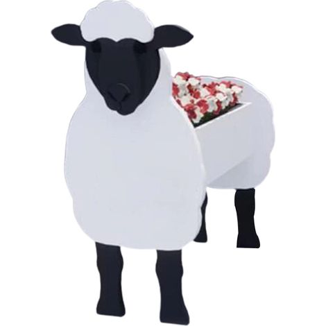 Maceta con forma de animal de 34x24cm en PVC, original y adorable, con forma de oveja, ideal para suculentas y flores pequeñas. (1/2)