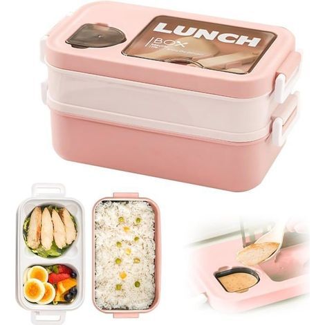 2-lagige Lunchbox – Umami-Lunchbox mit Soßengläsern und Besteck – Beheizbare Bento-Box (1/5)