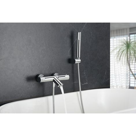 Ensemble de douche avec thermostatique  Modèle GÉNOVA  Couleur Gris  Finition en Chrome [ IMEX® ]